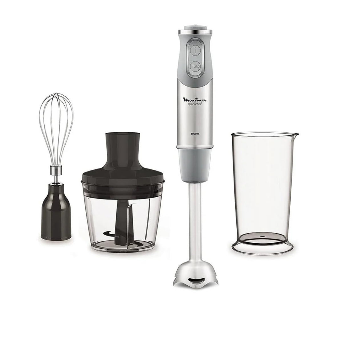 Moulinex Quick chef Quickchef – Stabmixer mit 3 Zubehör, Edelstahl, 10 Geschwindigkeiten, 1000 W 3 a