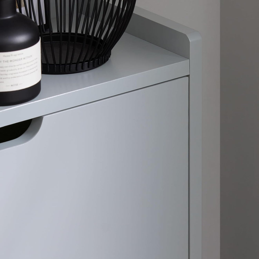 SoBuy Schuhschrank schmal mit 2 Klappen Platzsparender Schuhkipper Hoch Kommode Schuhregal geschloss