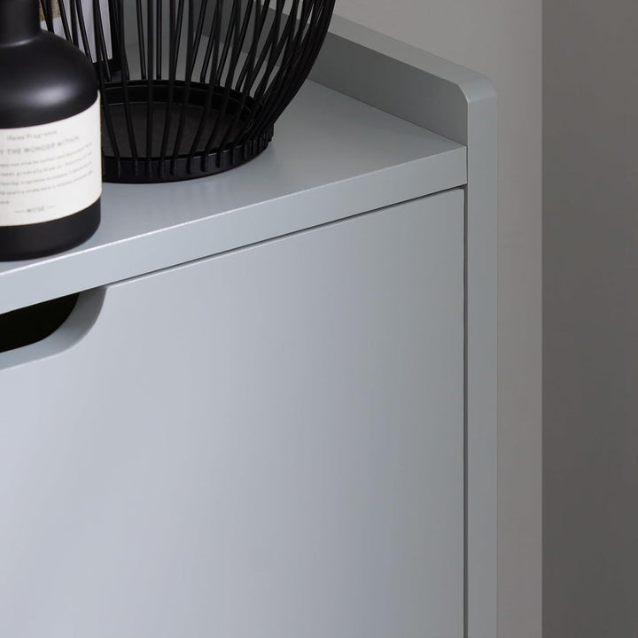 SoBuy Schuhschrank schmal mit 2 Klappen Platzsparender Schuhkipper Hoch Kommode Schuhregal geschloss