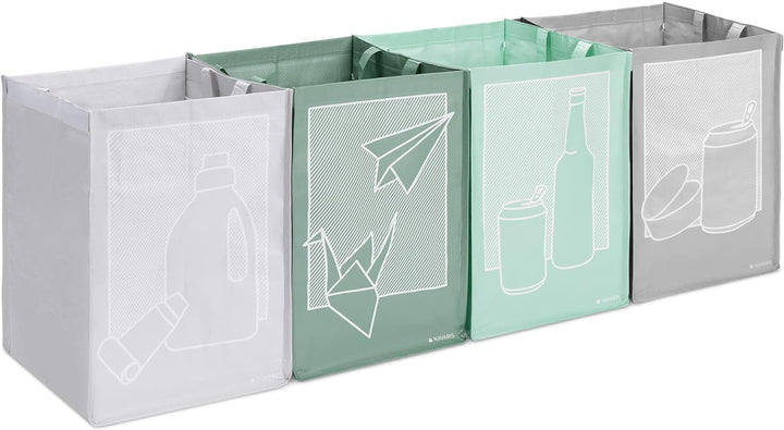 Navaris 4er Set Recycling Taschen für Glas Plastik Metall und Papier - 4fach Mülleimer Müllsortierer