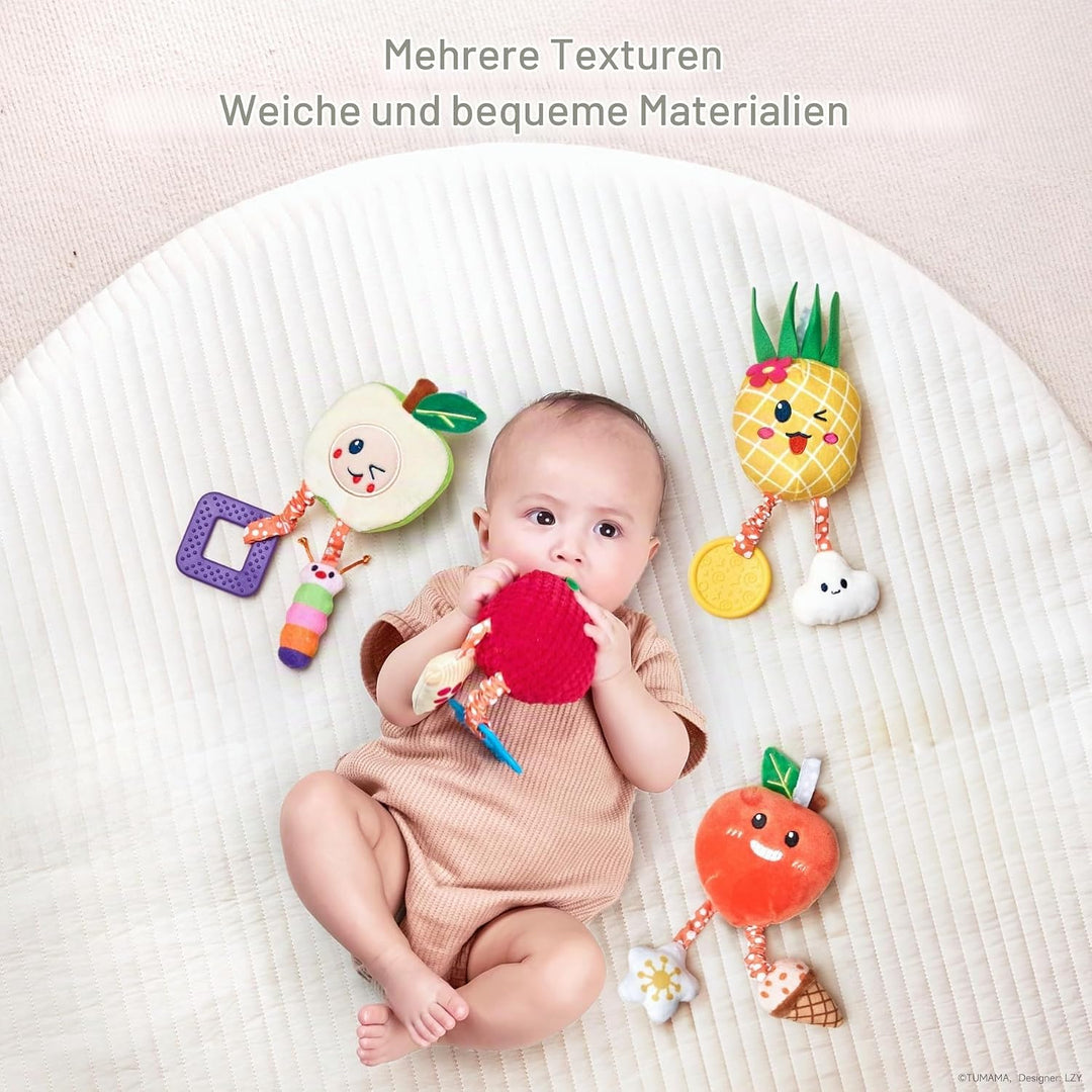 OR OR TU Baby Spielzeug 0 3 6 9 12 Monate Kinderwagenkette with Beissringen Glocke 4Stück Niedliche