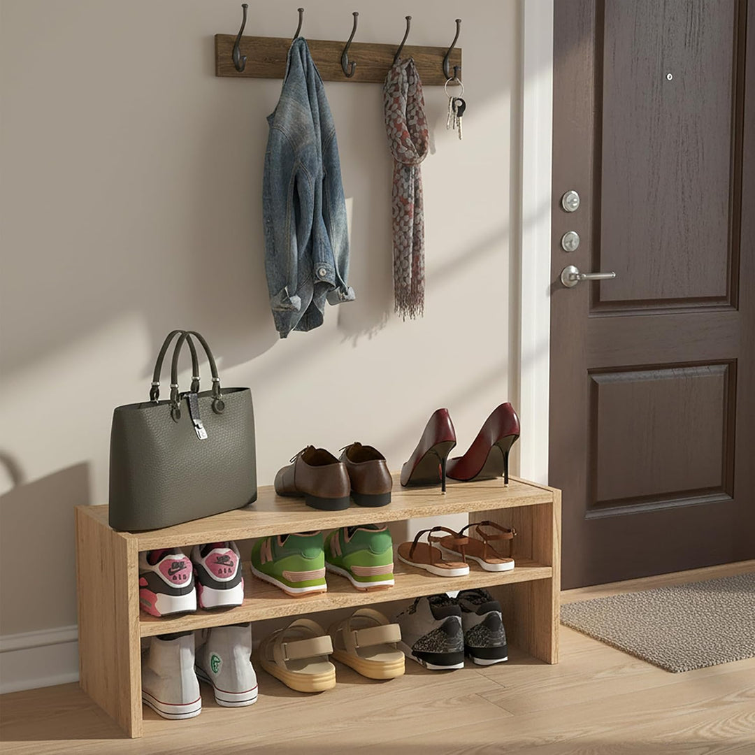 Schmal Schuhregal Platzsparend mit 2 Ebenen – Klein Schuh Organizer – Stapelbar Schuhablage -78x32 c