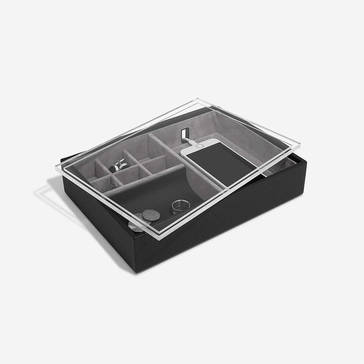 Stackers Pebble Black Valet Tray with Acrylic Display Lid
