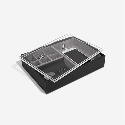 Stackers Pebble Black Valet Tray with Acrylic Display Lid