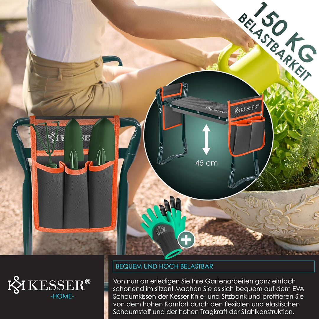 KESSER® 2 in 1 XXL Kniebank für Gartenarbeit Gepolstert Sitzunterlage Eva-Schaumkissen Gartenhocker
