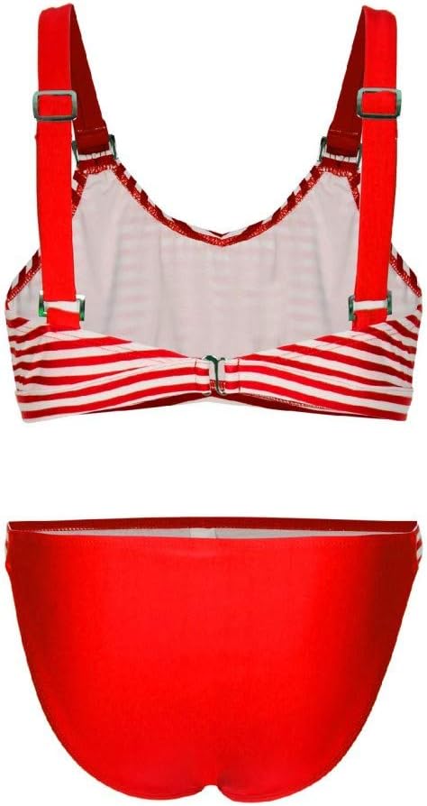 La-V Mädchen Bikini Zweiteilig Sport 152-158 Rot Gestreift, 152-158 Rot Gestreift