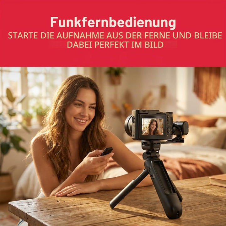 AGFA Photo Vlogging Kit VLG-4K Schwarz mit 8X optischem Zoom, Powerbank-Stativ, Fernbedienung, Mikro
