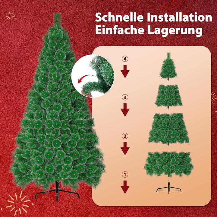 HENGMEI 240cm PVC Weihnachtsbaum Tannenbaum Christbaum Grün künstlicher mit Metallständer ca. 450 Sp