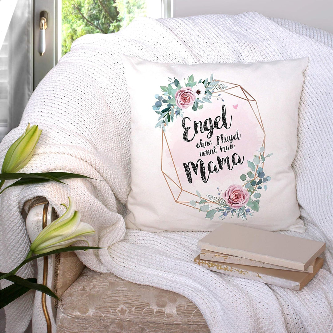 OWLBOOK Engel Mama Flauschiges Kissen Geschenke Geschenkideen Mama zum Muttertag als Muttertagsgesch