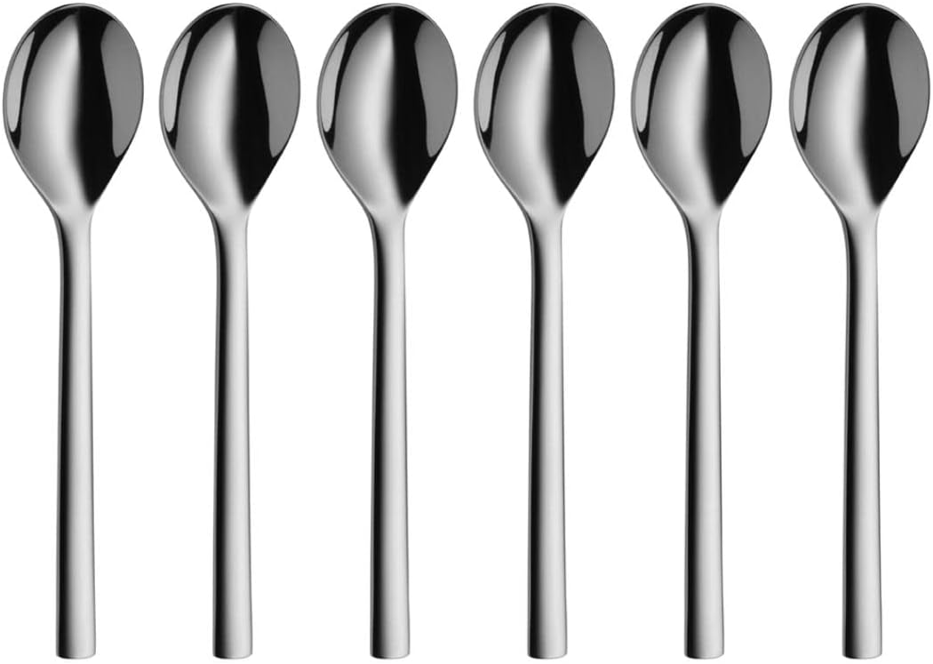 WMF Nuova Tee-/ Kaffeelöffel Set 6-teilig, 13,5 cm & Nuova Kuchenheber Tortenheber Edelstahl 23 cm,