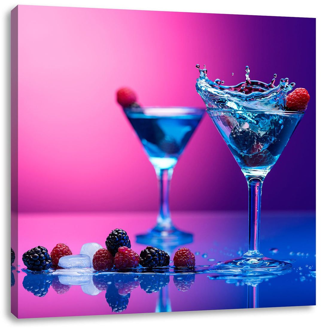 Pixxprint Coole Cocktails, Format: 70x70 auf Leinwand, XXL riesige Bilder fertig gerahmt mit Keilrah