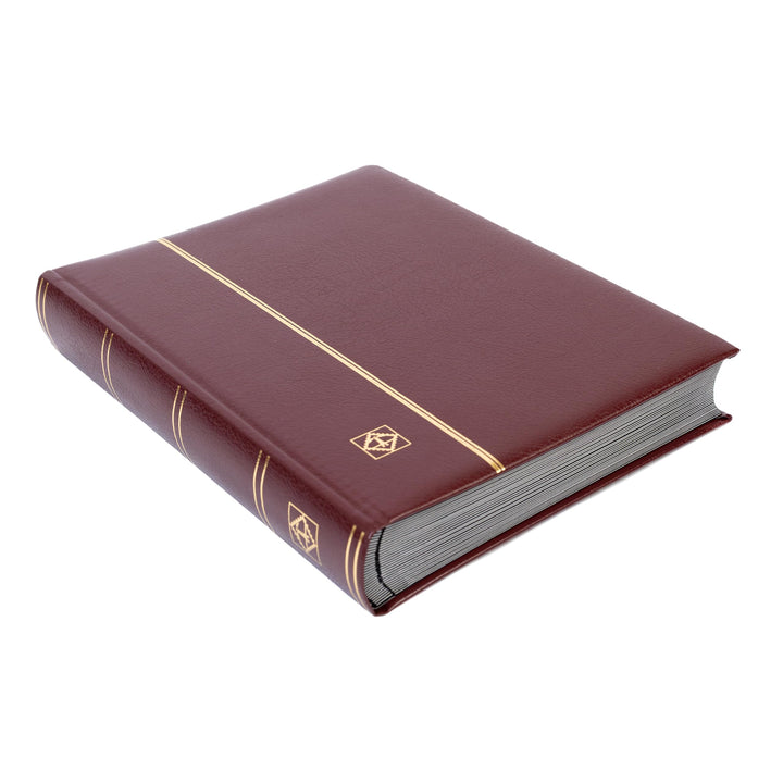 Leuchtturm Briefmarken-Sammel-Album, Einsteckbuch Premium, DIN A4, 64 Schwarze Seiten, wattierter Le