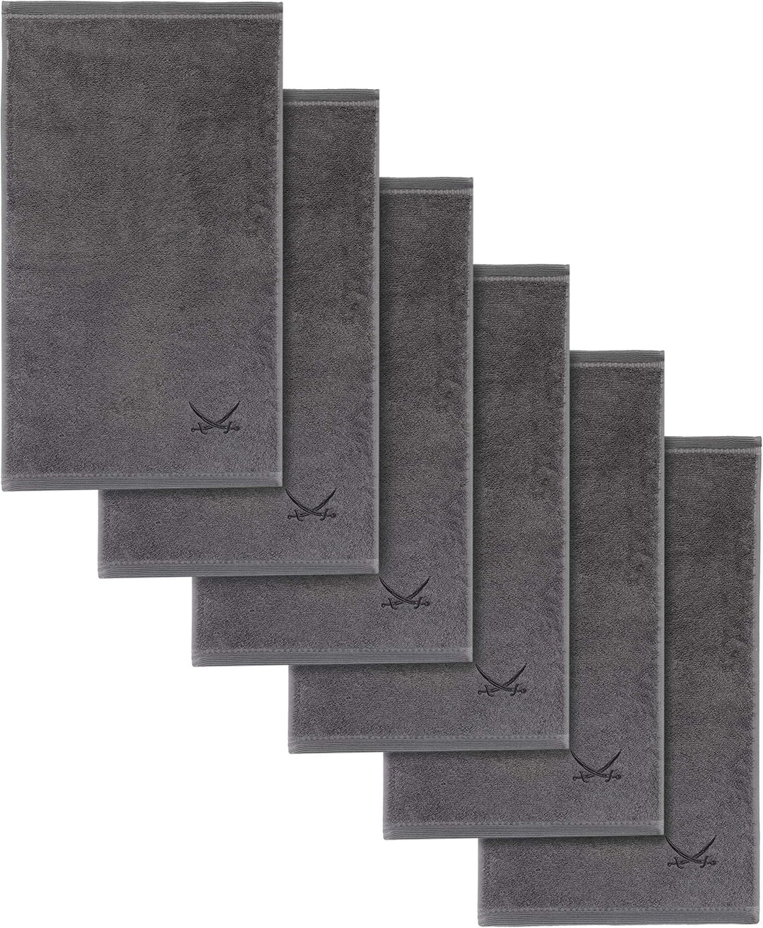 Sansibar Gästetuch 6er Set 30x50 cm mit gesticktem Säbel Logo Set Handtuch Seiftuch 100% Baumwolle A
