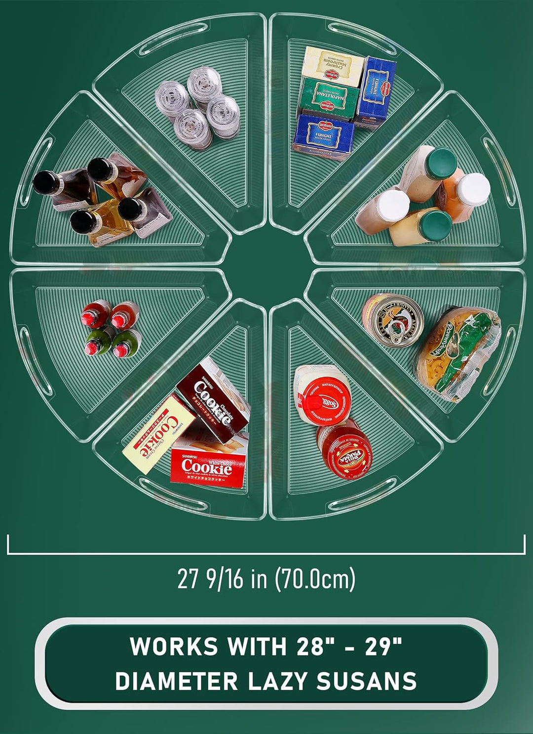 JEISSLIA Lazy Susan Schrank-Organizer-Behälter für 66 cm / 71,1 cm / 81,3 cm Durchmesser Ecken, Lazy