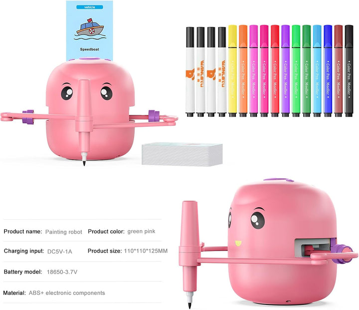 Drawing Robot for Kids,Montessori Educational Painting Toy for 5+ with Voice Interaction&16 Color Pe