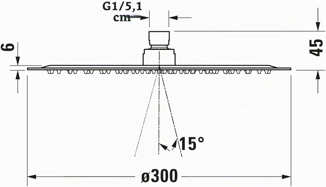 Duravit Universal Duschkopf aus Edelstahl, Duschbrause mit Strahlart Rain, Duscharmatur rund (Ø 300