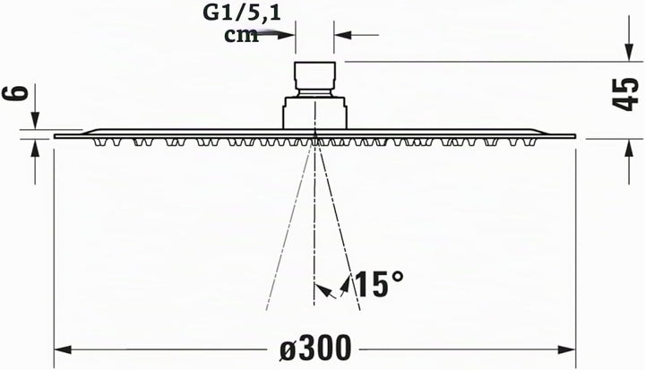 Duravit Universal Duschkopf aus Edelstahl, Duschbrause mit Strahlart Rain, Duscharmatur rund (Ø 300