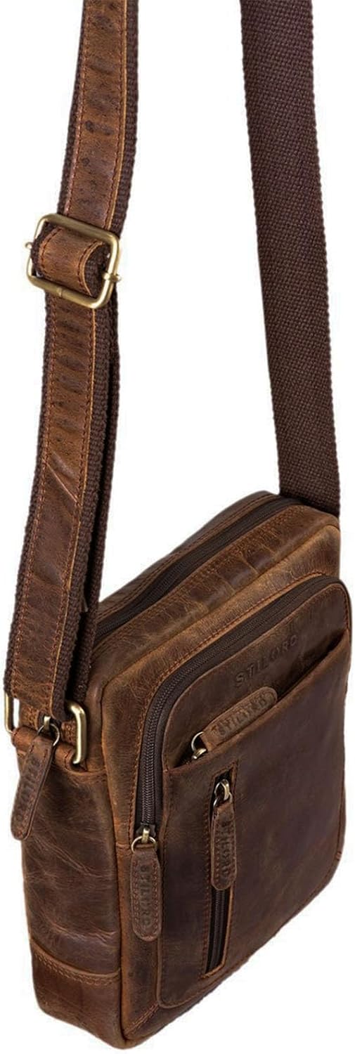 STILORD 'Jamie' Herren Ledertasche - Perfekt für Reisen & Alltag - Kleine Vintage Messenger Bag für