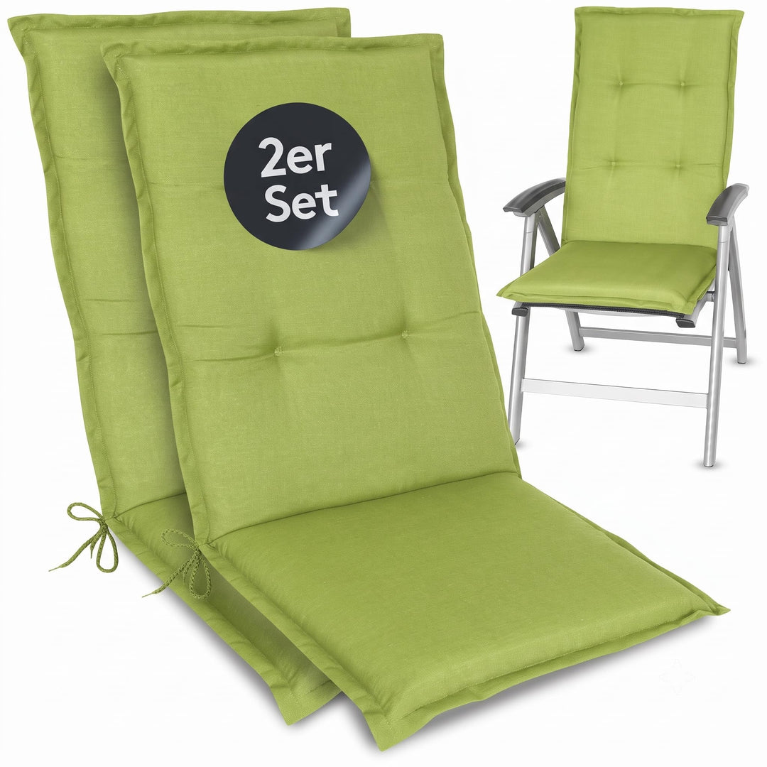 LILENO HOME Gartenstuhl Auflagen als [2er Set - Hochlehner] in Apfelgrün Uni - Bequeme Liegen als Si