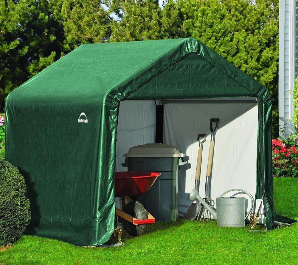 ShelterLogic Folien Zeltgarage Gerätehaus | Grün | 180x180x180 cm