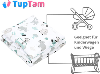 TupTam Unisex Baby Wiegenset 4-teilig Bettwäsche-Set: Bettdecke mit Bezug und Kopfkissen mit Bezug,