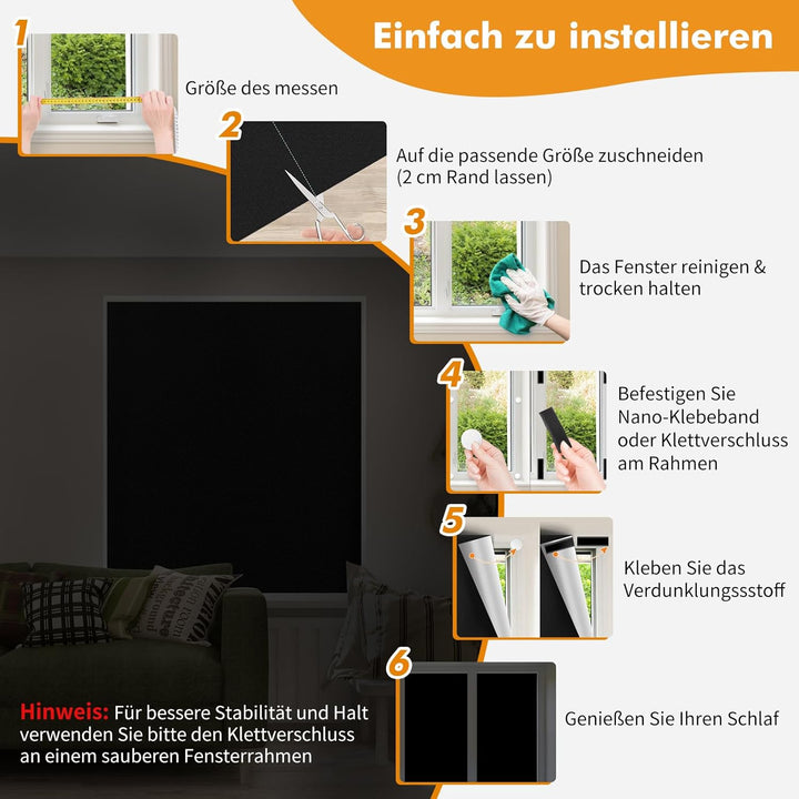 Teamkio Fenster Verdunklungsstoff, 1mx1.45m Dachfenster Verdunkelung Sonnenschutz, für Fenster und V