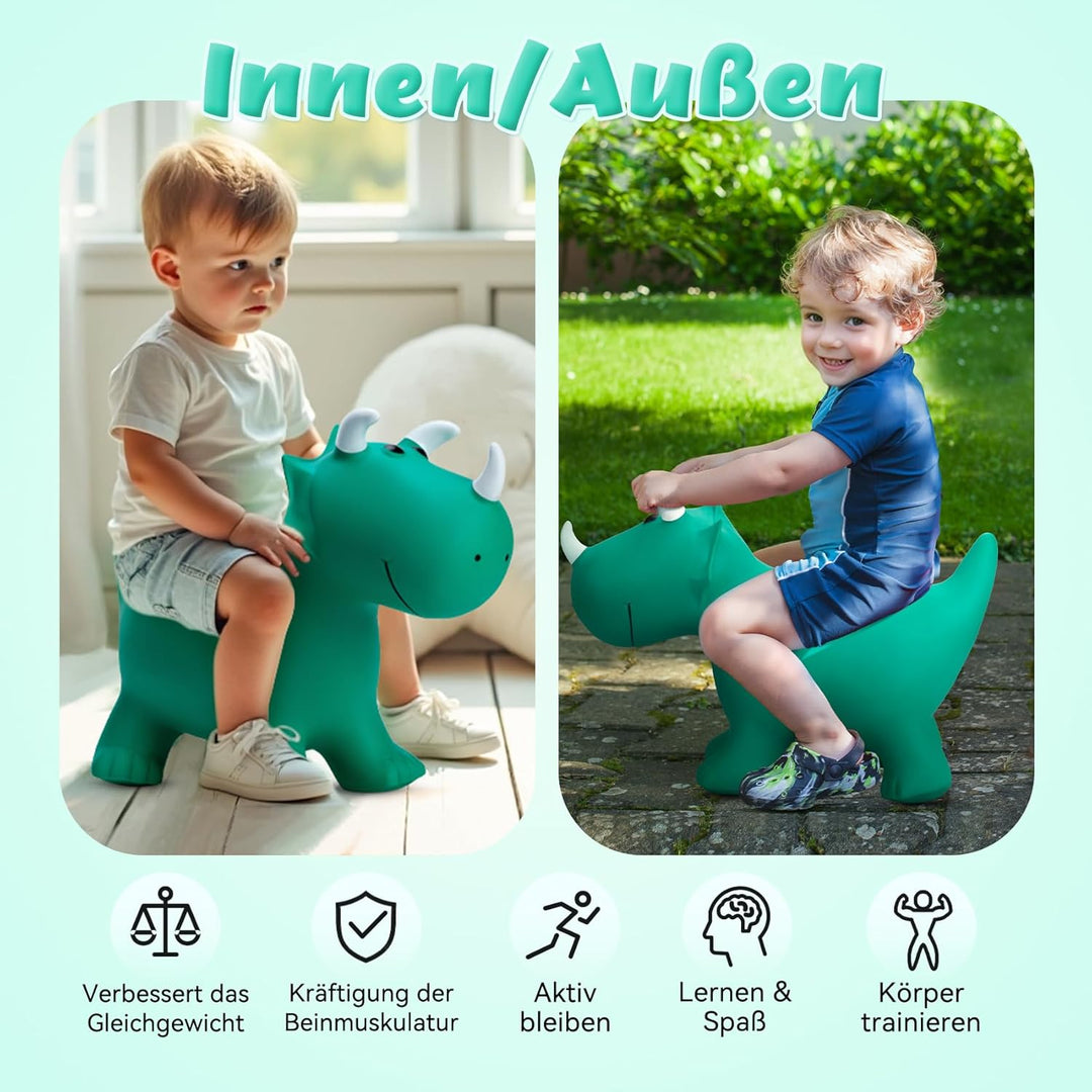 U&C Planet Hüpftier Dinosaurier Hopper Dino Hopper Animal Ride-On für Kinder 1-6, Hochwertiges PVC,