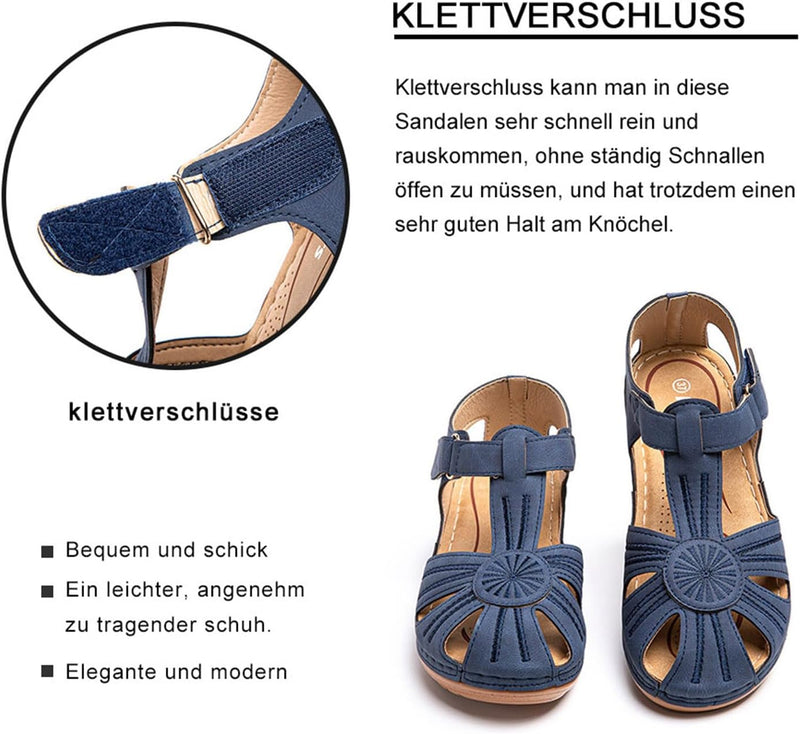 Hitmars Sandalen Damen Keilabsatz Pantoletten Plateau Geschlossene Sommer Keilsandalen Slingback Fus