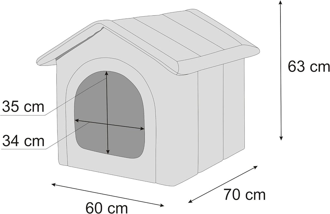 Hundehütte Hundehöhle Hundebett Hundehaus Katzenhöhle Tierbett XXL - 70x60 cm hellgrau mit Graphit X