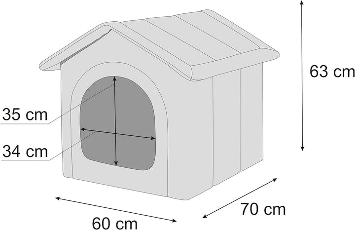 Hundehütte Hundehöhle Hundebett Hundehaus Katzenhöhle Tierbett XXL - 70x60 cm hellgrau mit Graphit X