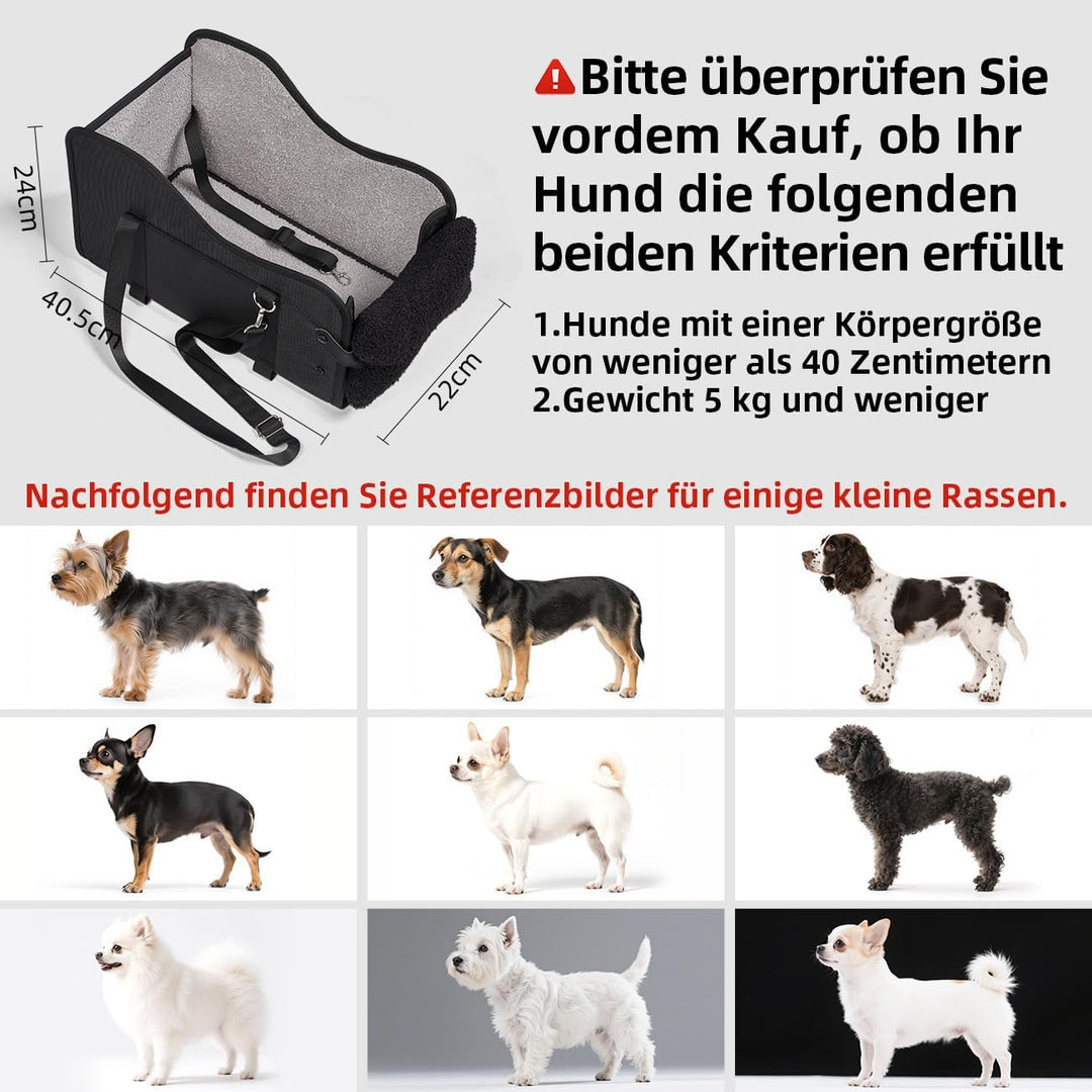 Auto-Hundesitz für Kleine Hunde & Katzen | Sicherer Hunde-Sitz mit Doppelter Befestigung, Wasserdich