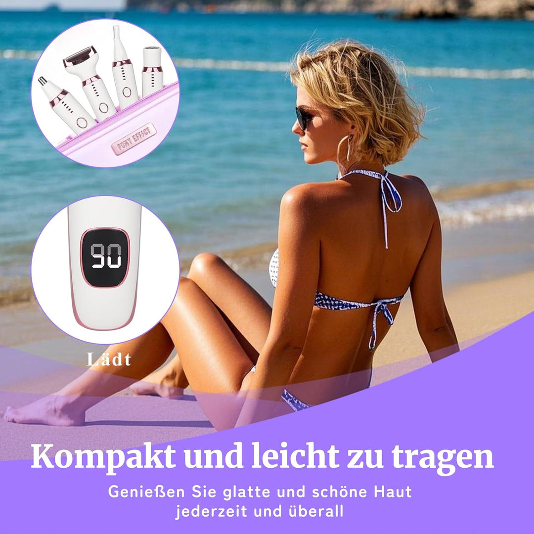 Elektrischer Damenrasierer 4-in-1 mit LED Display für Frauen & Männer, Nass- & Trockenrasierer IPX7