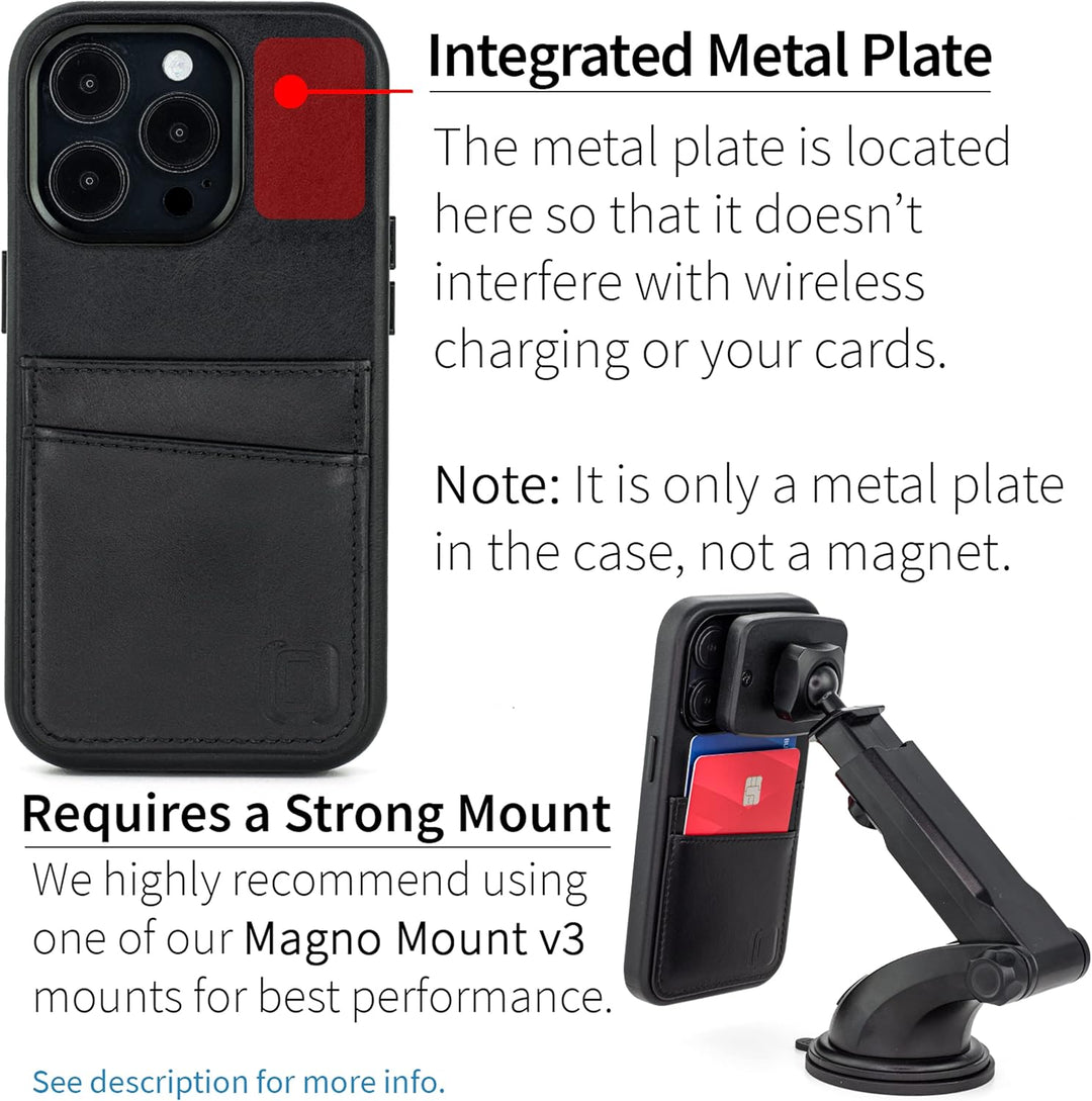 Dockem Echtleder Kartenetui für iPhone 14 Pro mit Kartenfachen und Integrierter Metallplatte zur Mag