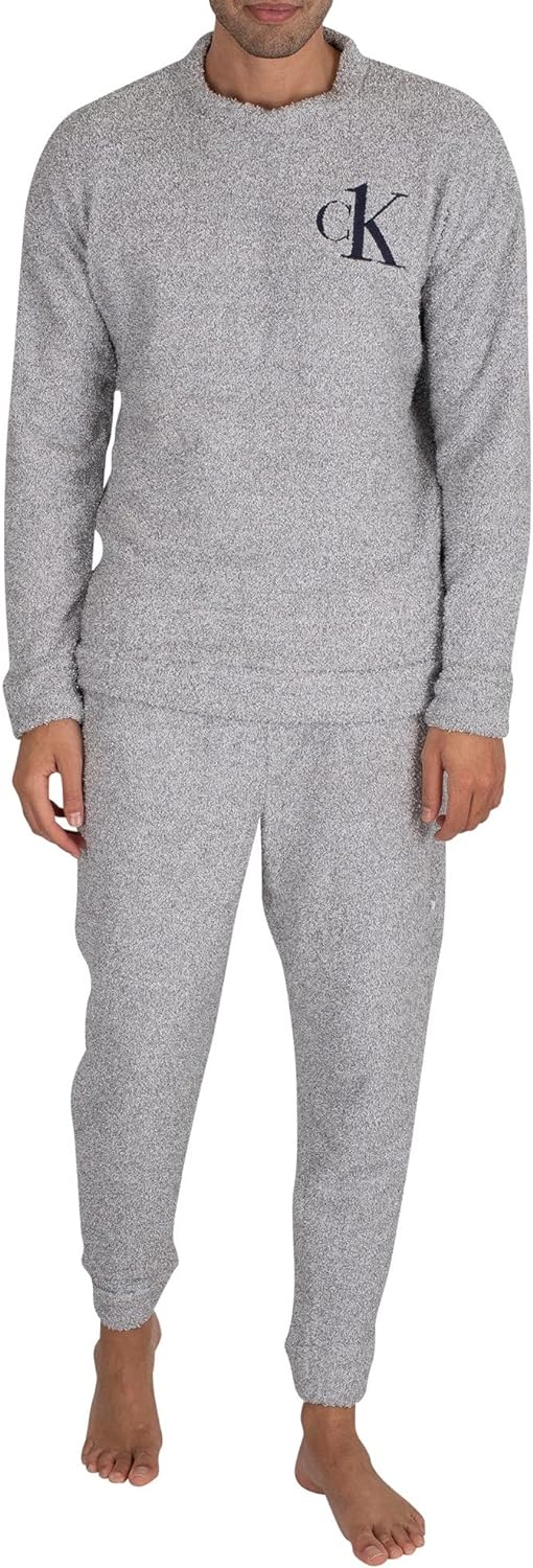 Calvin Klein Herren Lounge Jogginghose aus Plüsch, Grau, S
