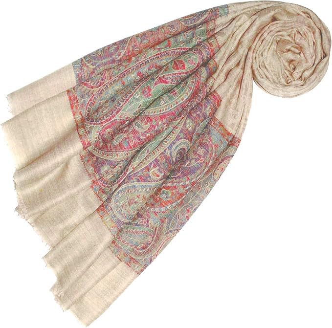 Lorenzo Cana - Damen Kaschmirschal - 100% Kaschmir - jacquard gewebtes Tuch, 70 x 200 cm, beige, Sch