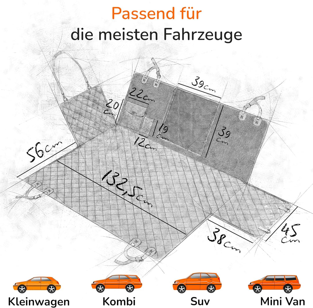 Upgrade4cars Hundedecke Auto Rückbank Wasserdicht & Gepolstert | Hunde Autositz Schondecke | Rücksit