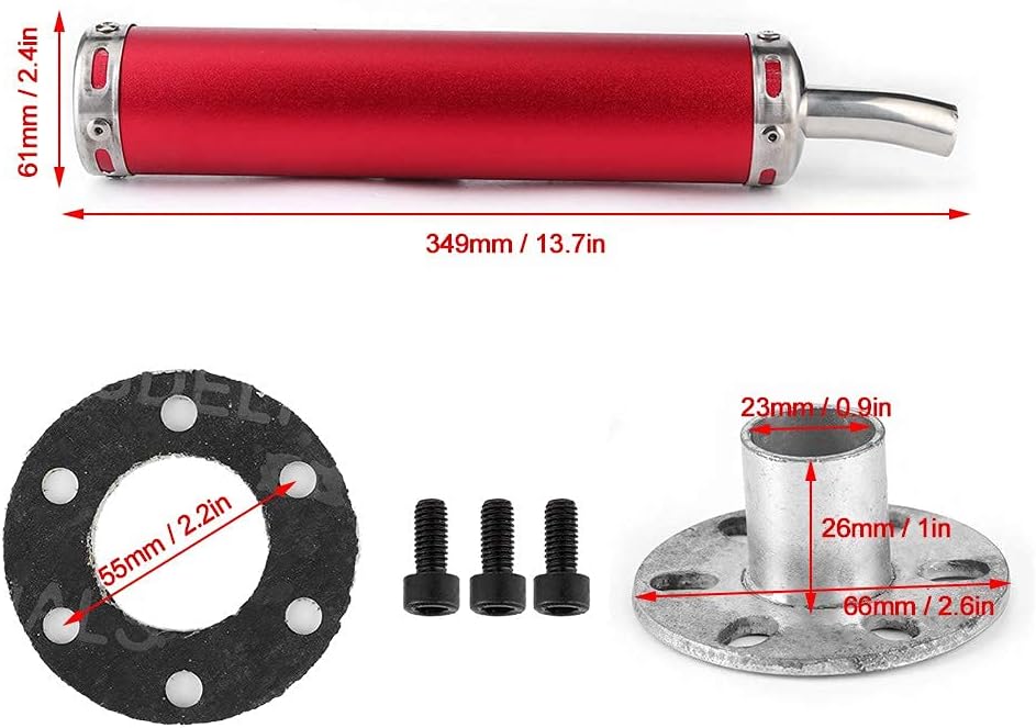 Auspuff Schalldämpfer, 20 mm (0,8 Zoll) Schalldämpfer-Schalldämpfer Modifizierte Teile für 2-Takt-Mo