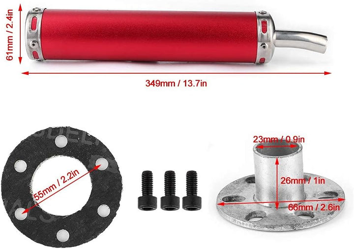 Auspuff Schalldämpfer, 20 mm (0,8 Zoll) Schalldämpfer-Schalldämpfer Modifizierte Teile für 2-Takt-Mo