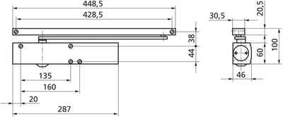 Türschliesser TS 5000 Grösse 2-6 silber ohne Gleitschiene