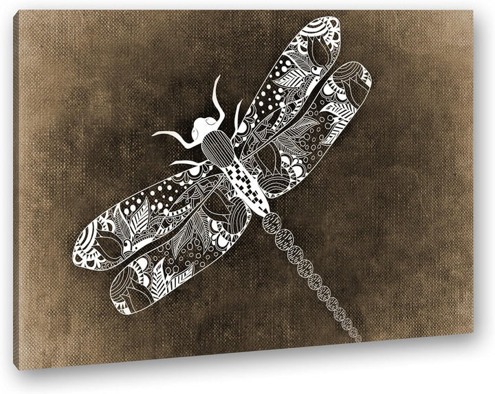 deyoli Abstrakte Libelle Format: 80x60 Effekt: Sepia als Leinwandbild, Motiv fertig gerahmt auf Echt