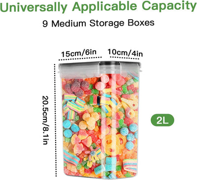 2L Grosse Vorratsdosen Satz mit 9 Müslidosen Aufbewahrungsbox Küche Luftdicht Behälter aus Plastik M