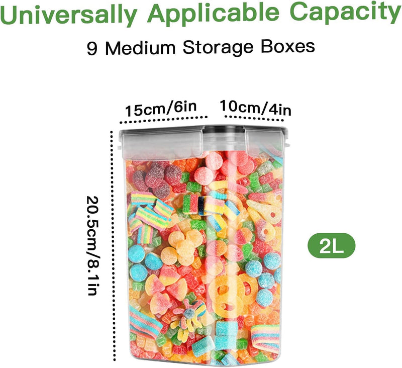 2L Grosse Vorratsdosen Satz mit 9 Müslidosen Aufbewahrungsbox Küche Luftdicht Behälter aus Plastik M
