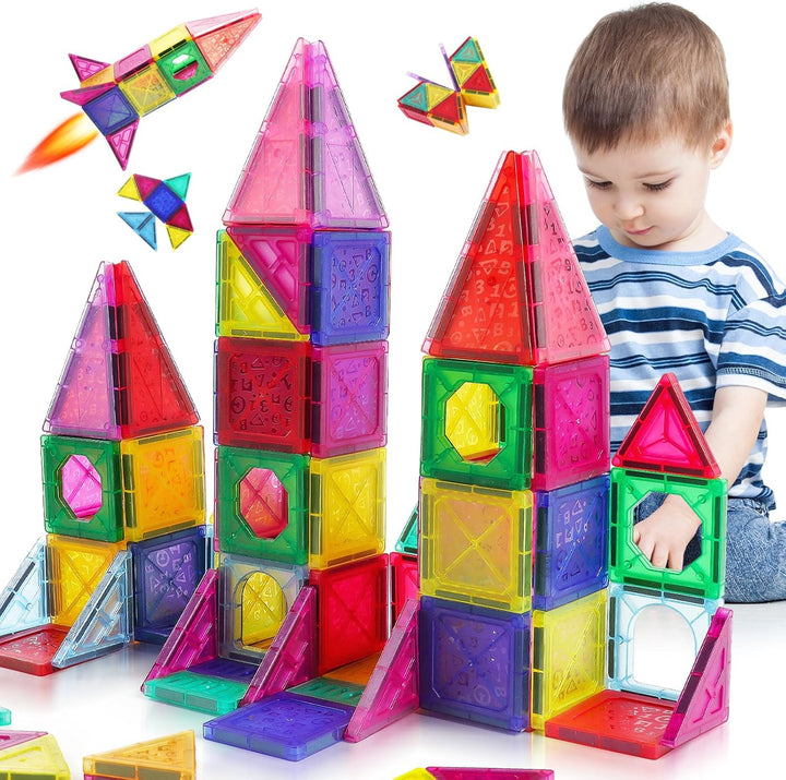 OSDUE 70 Teile Magnetische Bausteine Spielzeug, Magnetspielzeug Magneten Kinder, Montessori Spielzeu