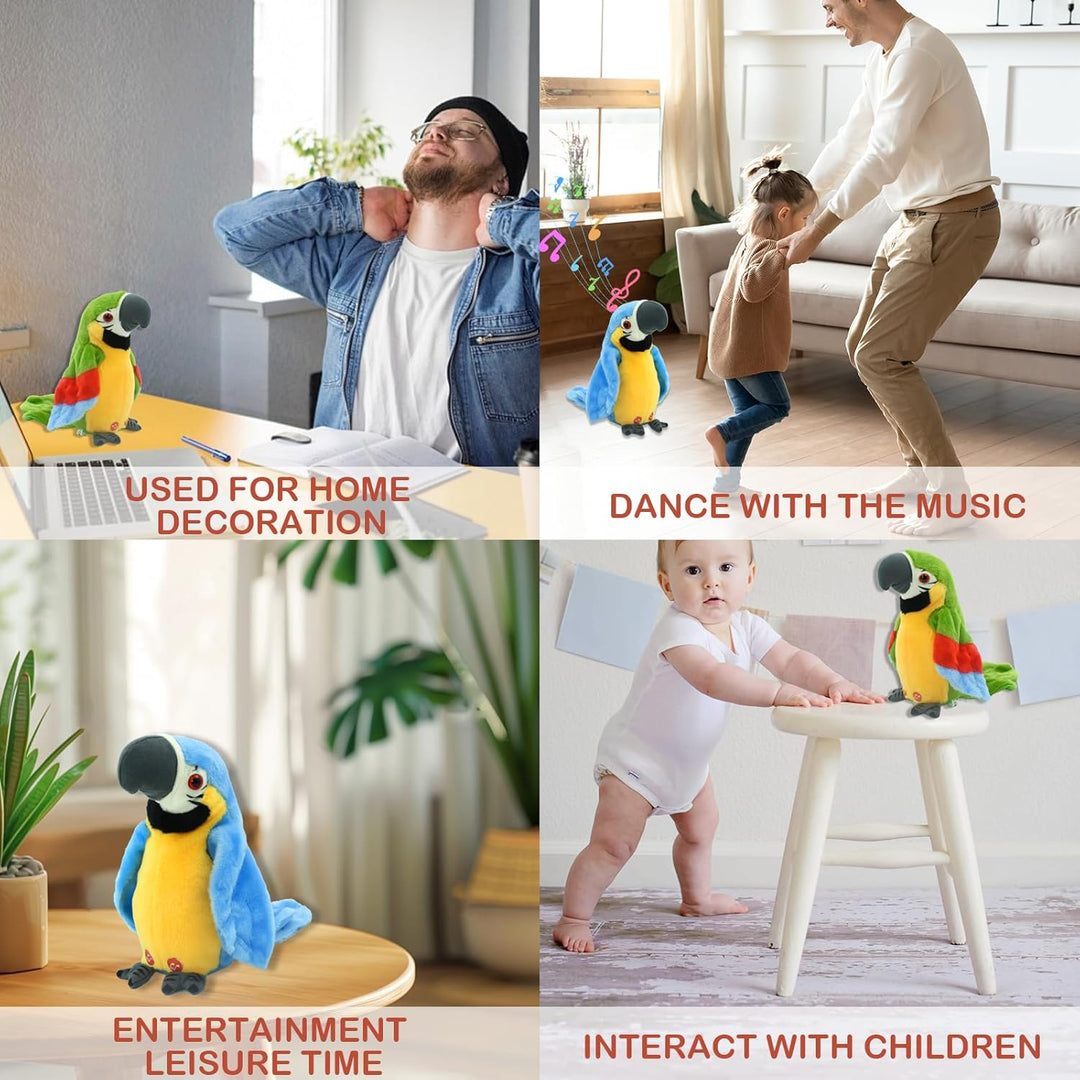 Surplex Elektrische Sprechender Papagei Spielzeug, Stimme Wiederholen und Auf Englisch Singen, Aufze