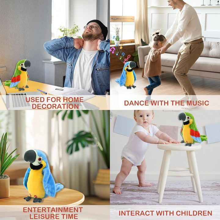 Surplex Elektrische Sprechender Papagei Spielzeug, Stimme Wiederholen und Auf Englisch Singen, Aufze