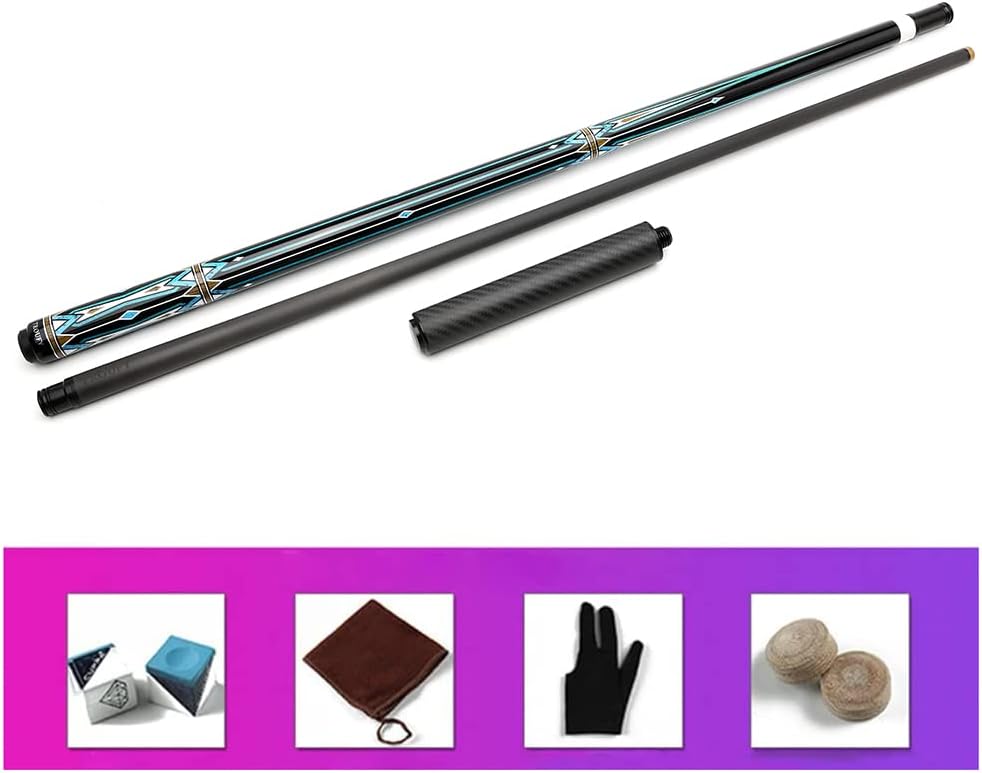 Carbon Fiber Pool Cue 12.5mm Tip 3/8x8 Joint Billiard Stick with Extension,Professional Cue Stick wi