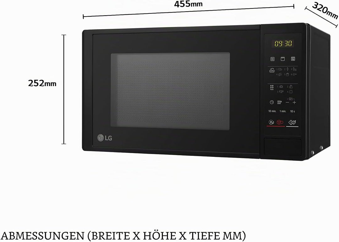 Micro-ondes LG MH6042D 20 L 600W Schwarz 20 Litros 700 W Mikrowelle mit Grill und Digitalanzeige, Sc