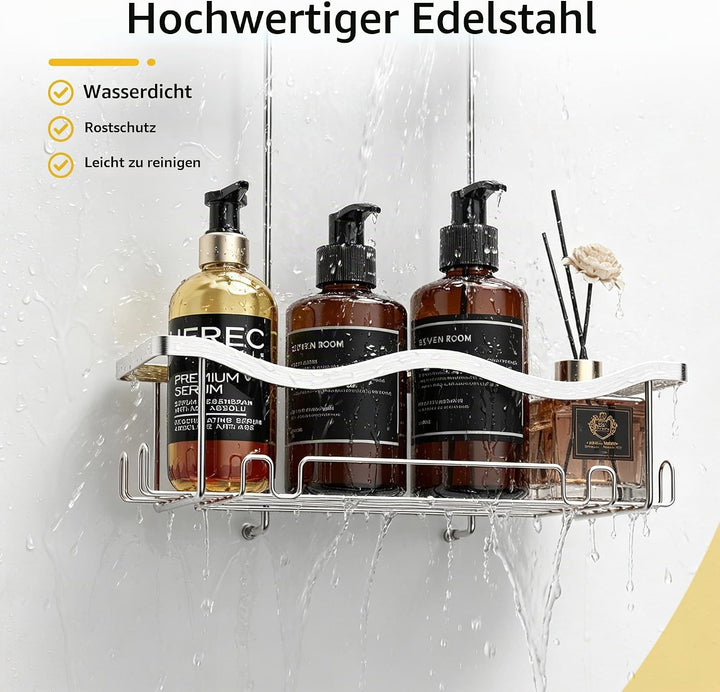 ALOCEO Duschablage Ohne Bohren Silber Duschregal aus 304 Edelstahl Kratzfest Duschablage Zum Hängen