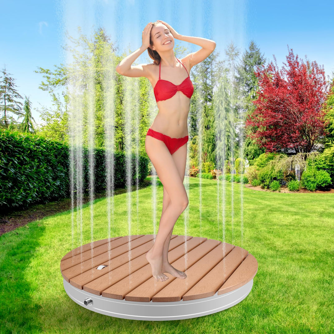 Gartendusche Aussendusche, Bodendusche Outdoor mit Fussrad Einstellbar für Pool Sauna, Fontänenhöhe