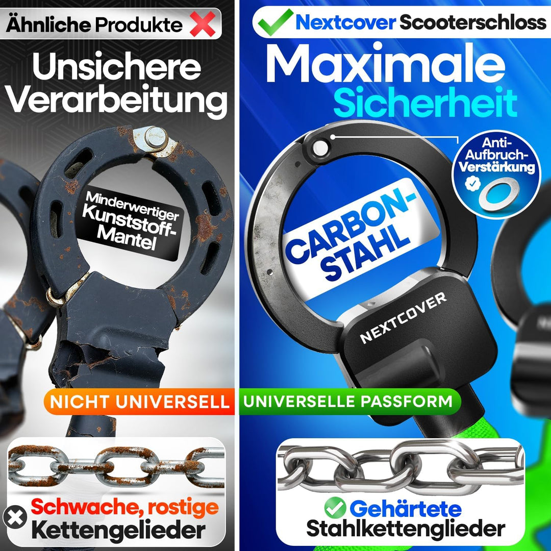 NEXTCOVER® E-Scooter Schloss [Steel-Secure-Technologie] | Handschellenschloss für Roller, eBike | ro